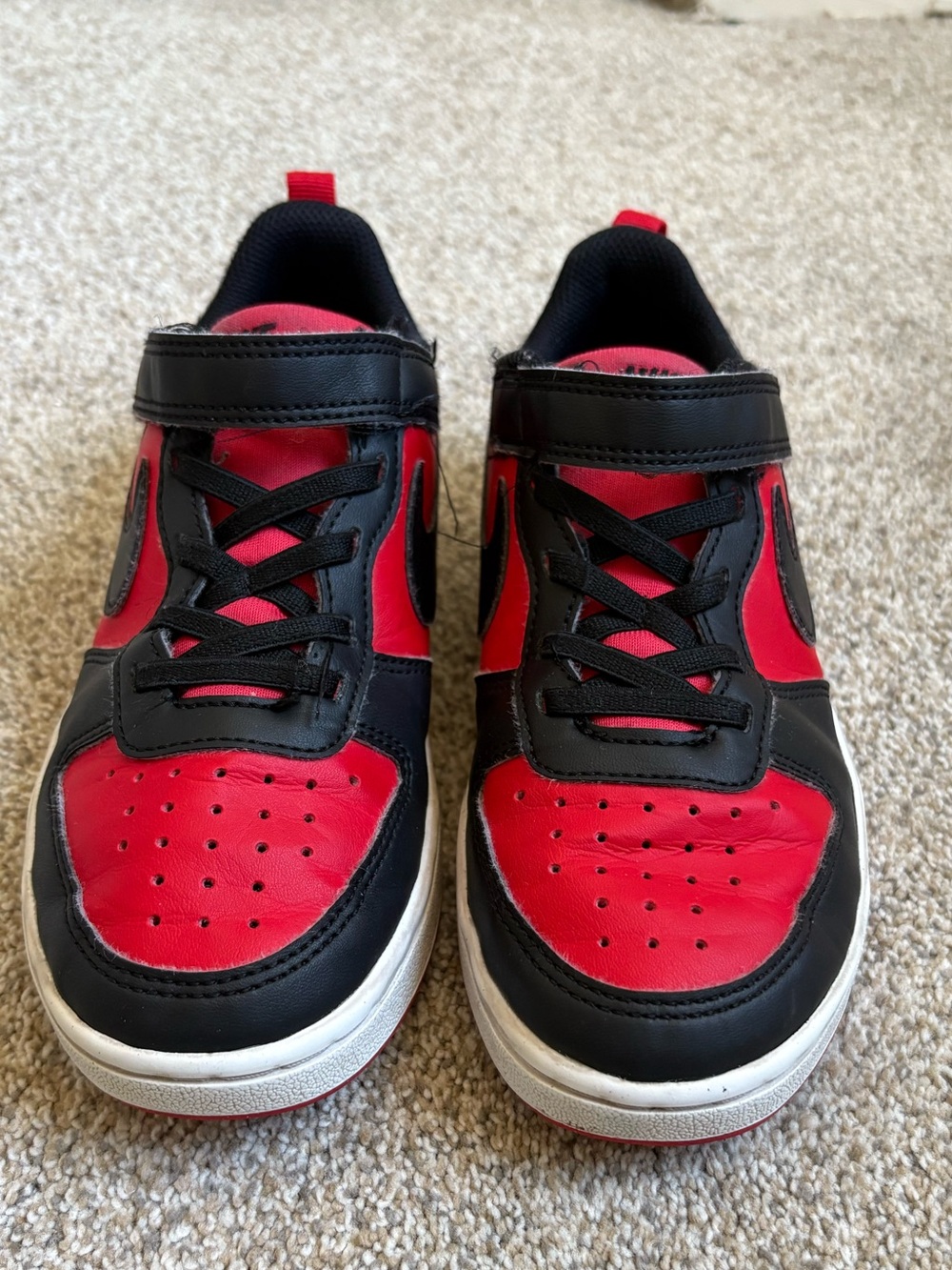 Nike - Unisex Court Borough Low Recraft Sneakers - Size 2Y - Red & Black - Picture 2 of 10